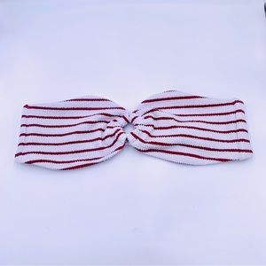 J Crew bikini top Scrunchie ring Bandeau bikini top red and white women size L